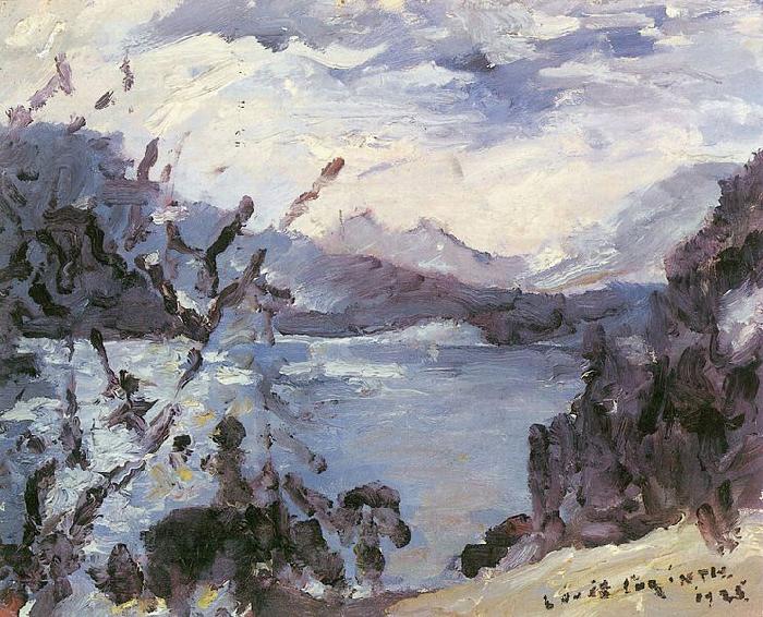 Lovis Corinth Walchensee mit Bergkette und Uferhang oil painting image